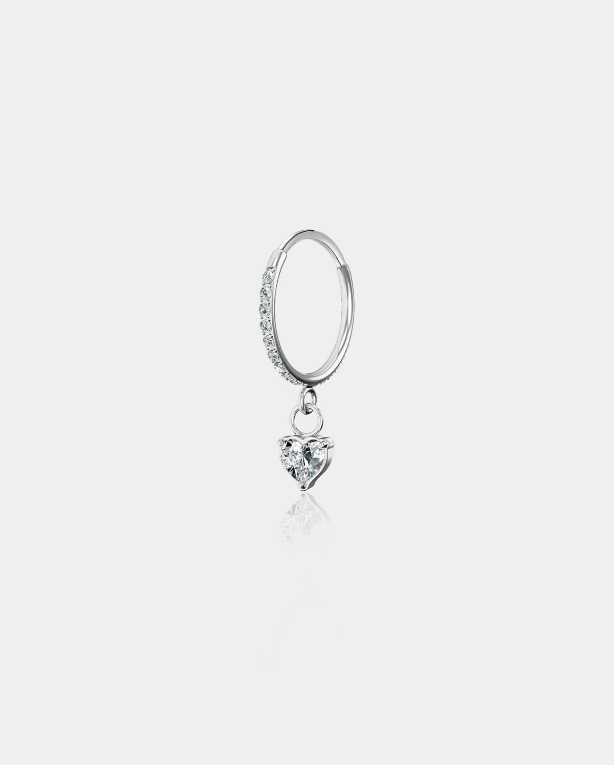 CZ Heart Dangle Nose Ring