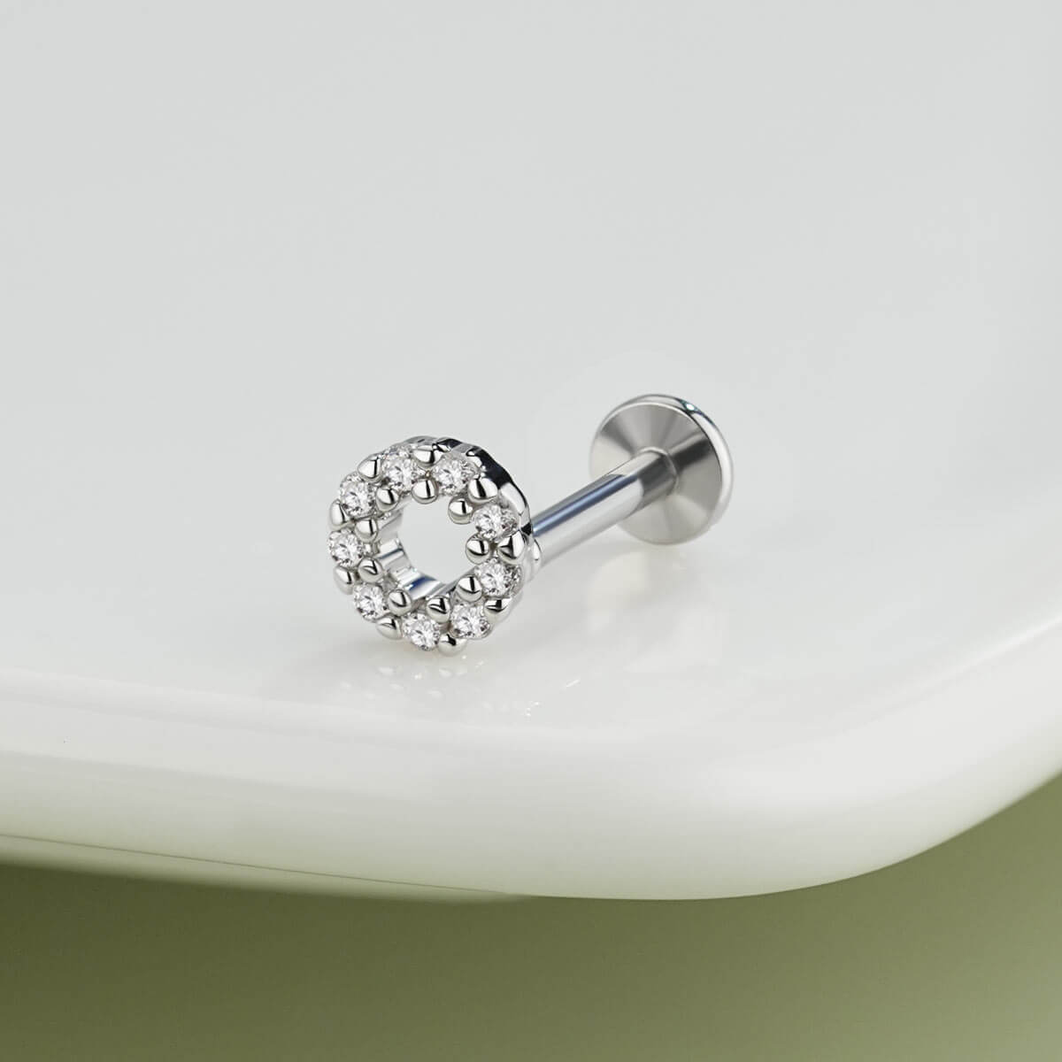 Clear CZ Top Internally Threaded Helix Stud