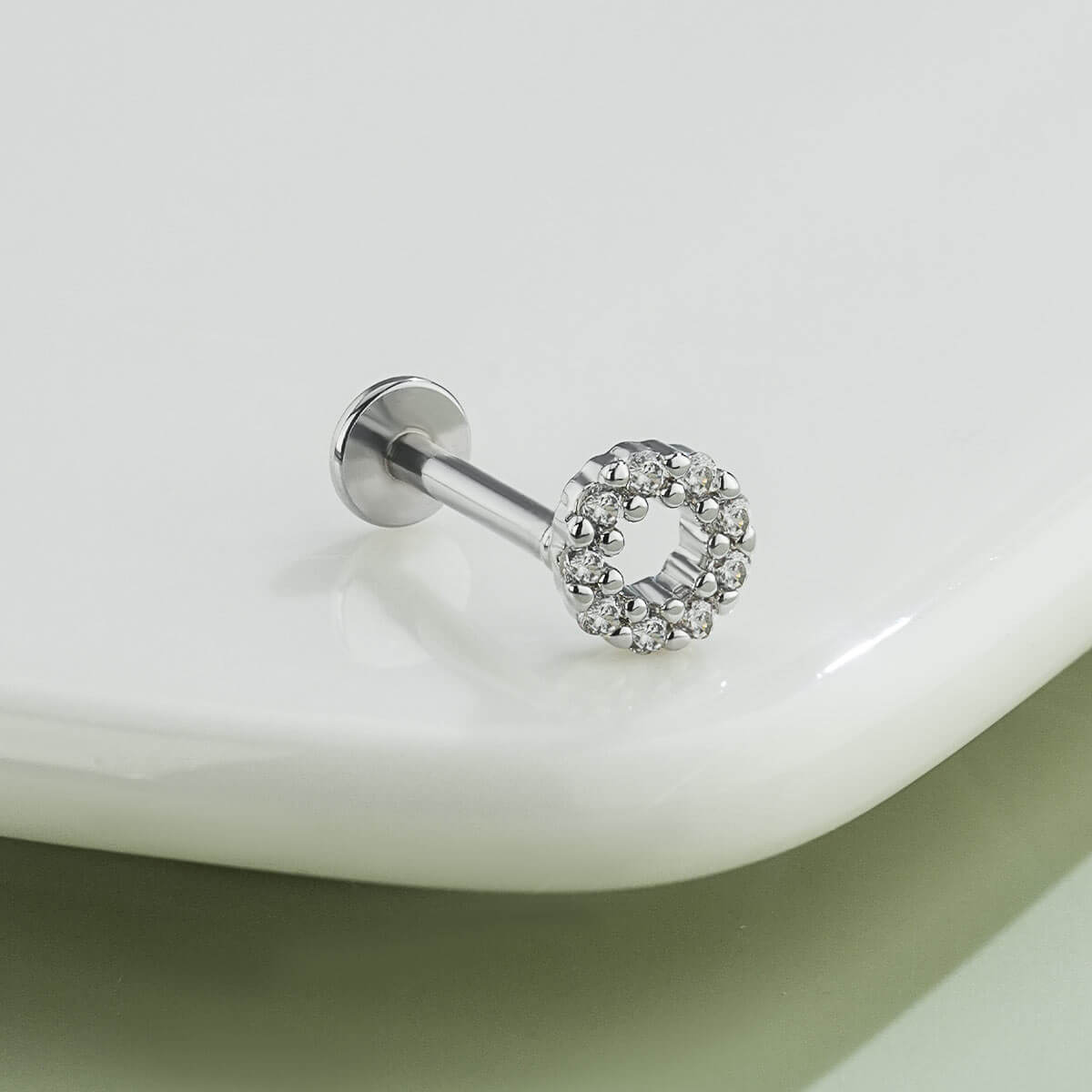 Clear CZ Top Internally Threaded Helix Stud