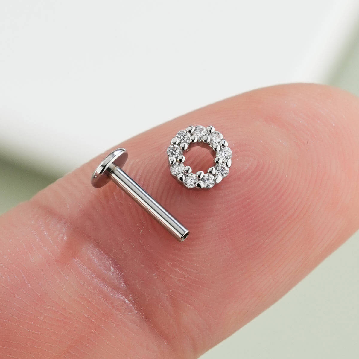Clear CZ Top Internally Threaded Helix Stud