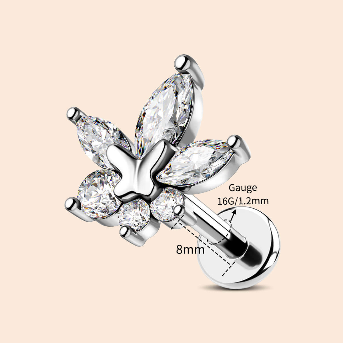 16g butterfly cartilage earring