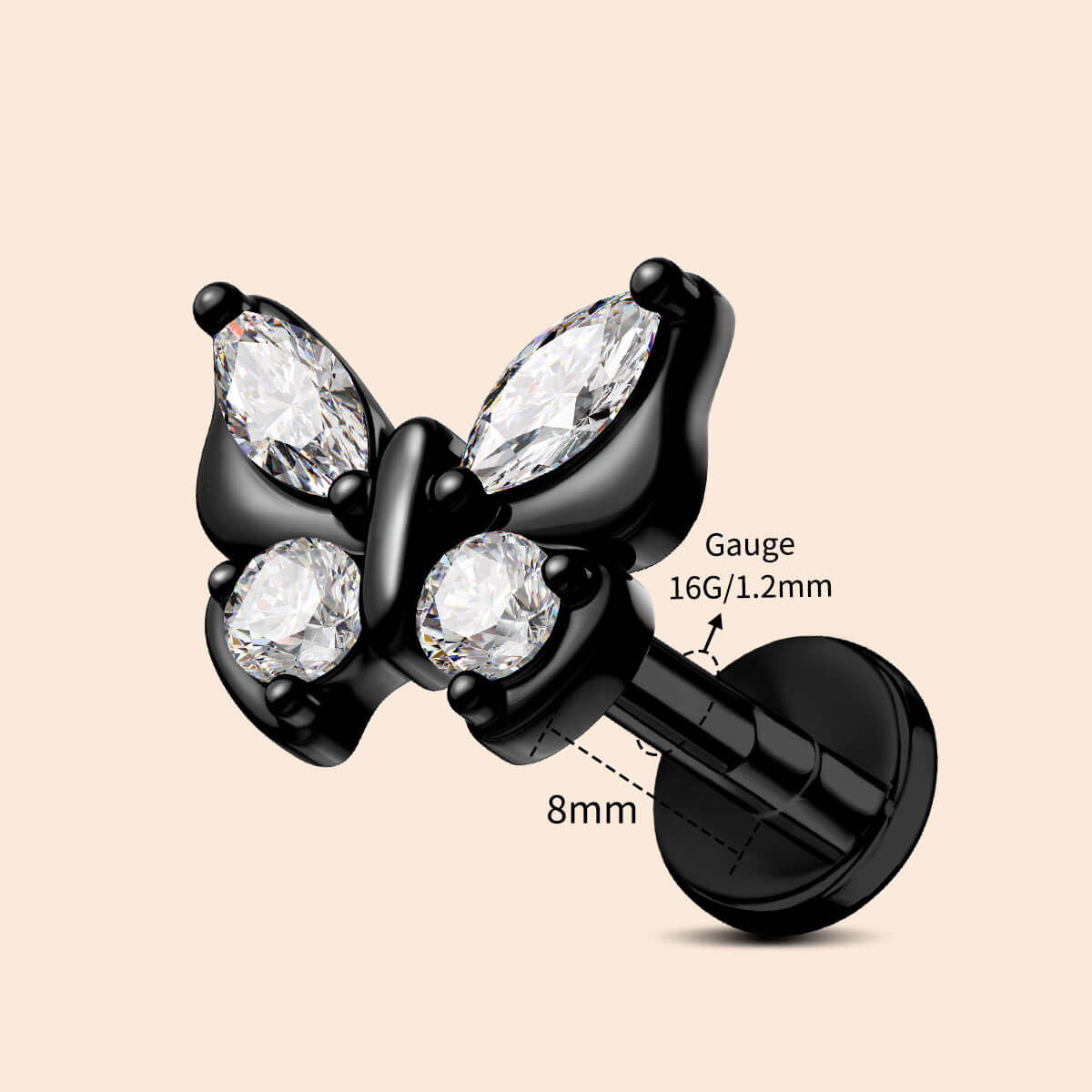 16g butterfly cartilage stud