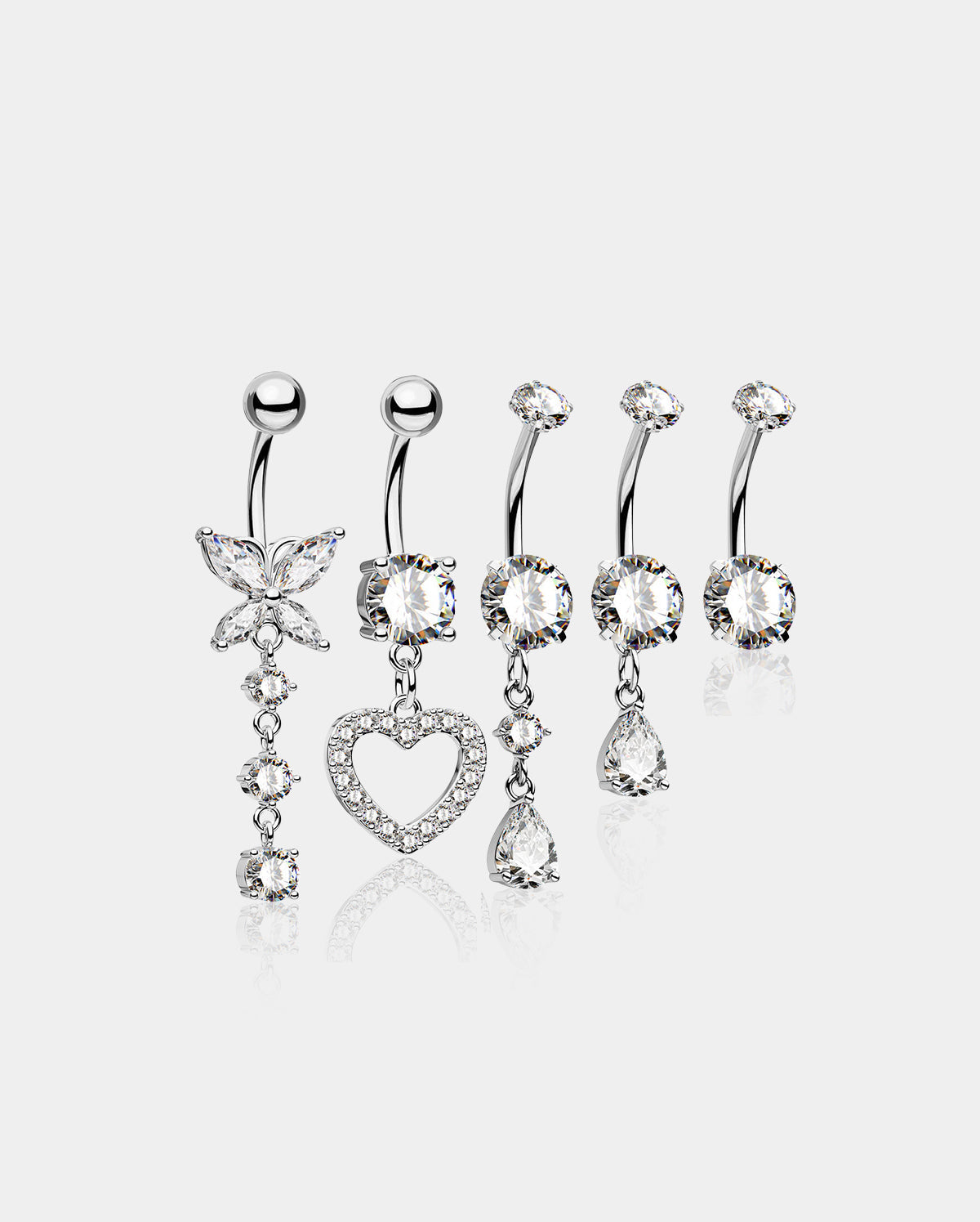 heart belly ring set