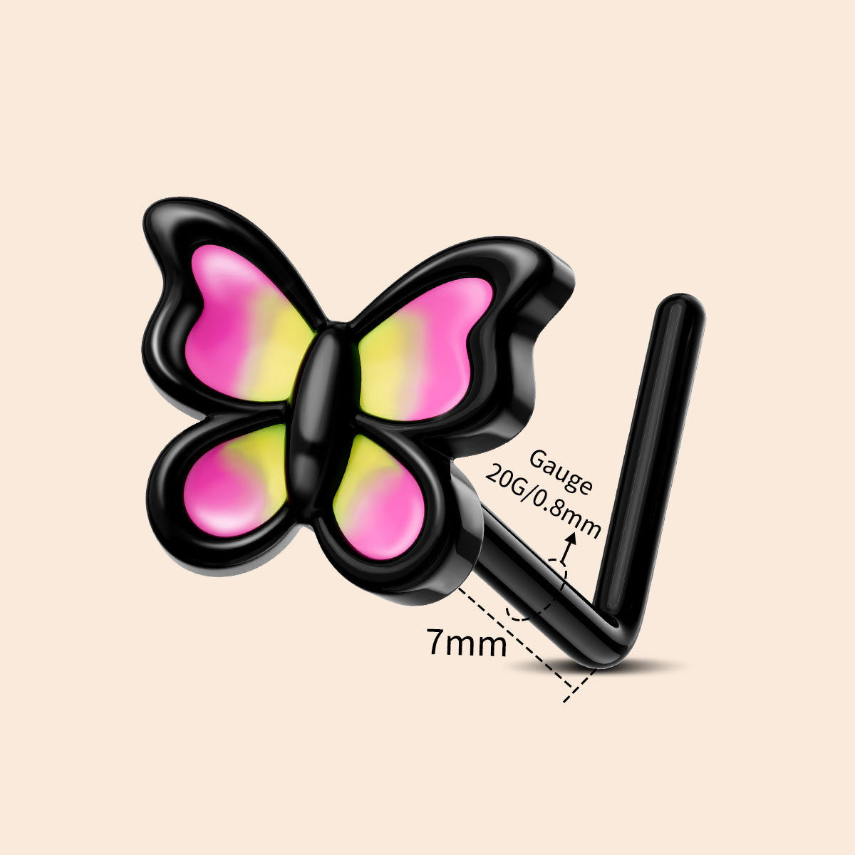 20g 7mm butterfly nose stud