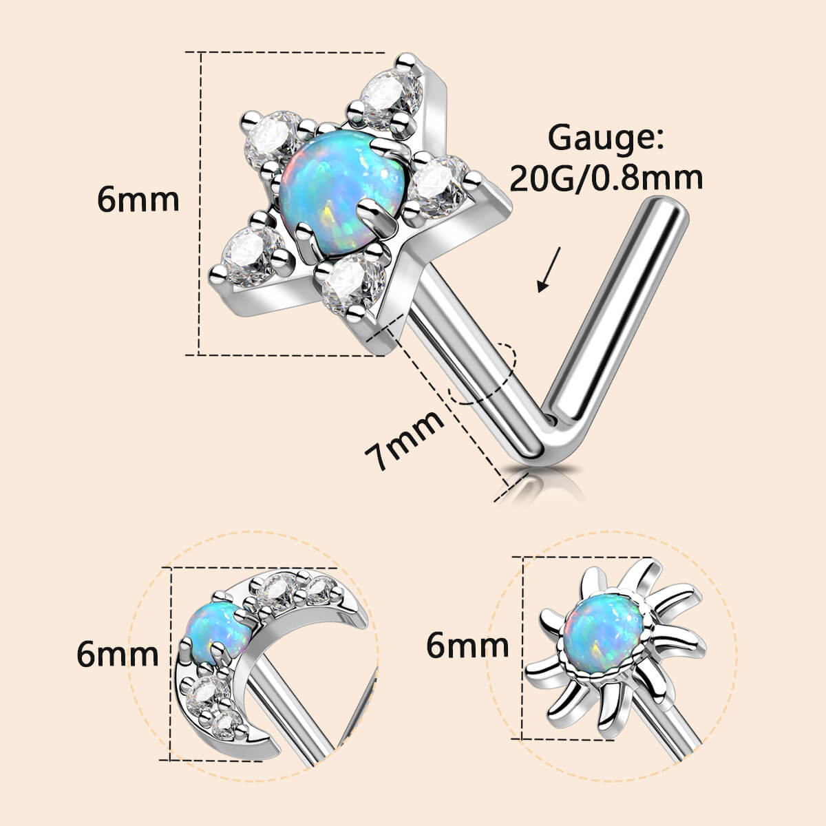 20g turquoise nose studs