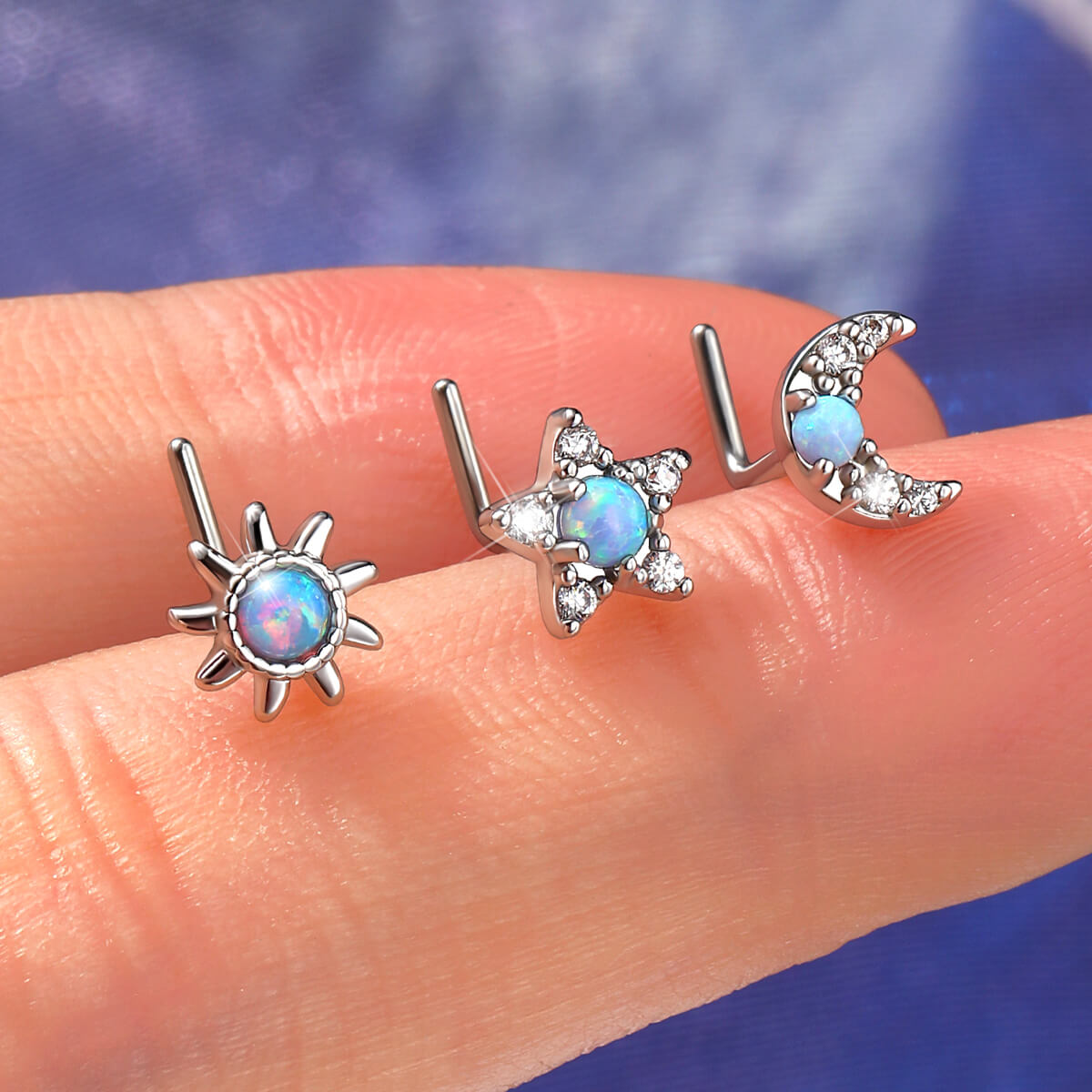 3PCS Turquoise Nose Studs Set