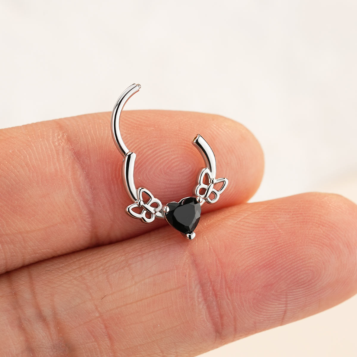 hinged segment heart and butterfly septum ring