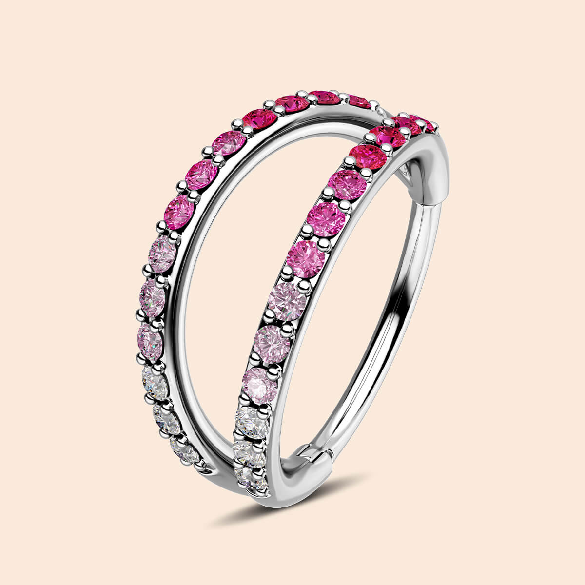 gradient pink double hoop nose ring