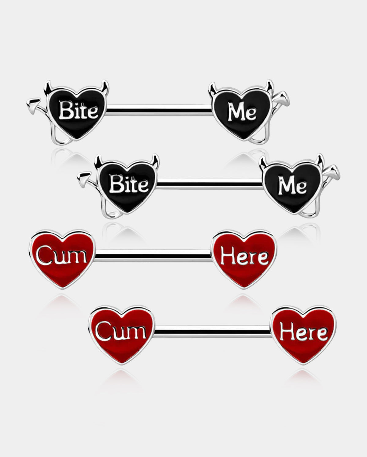 2Pcs BlackRed Sexy Heart Letter Nipple Barbell Pack