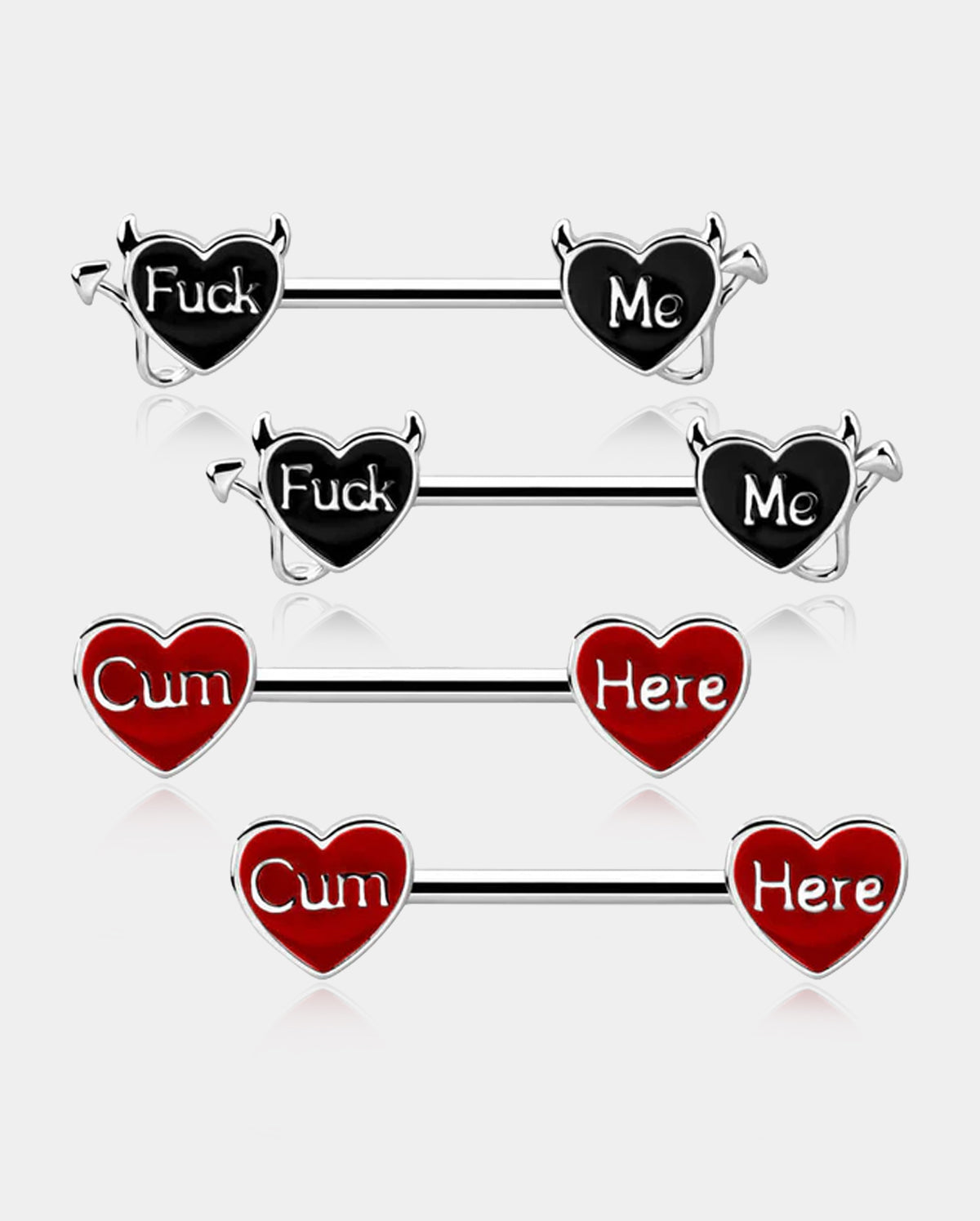 2Pcs BlackRed Sexy Heart Letter Nipple Barbell Pack