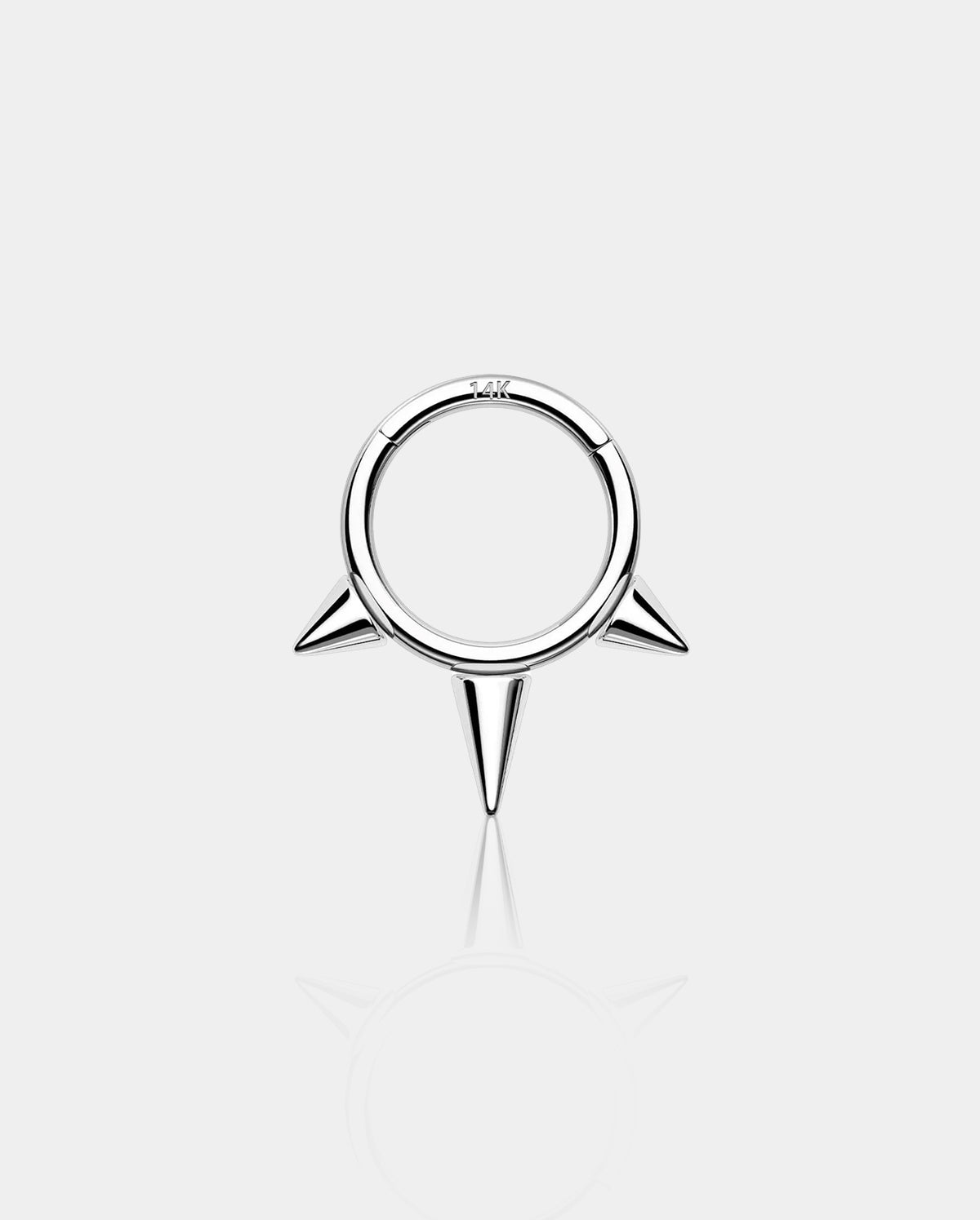 14K White Gold Triple Spikes Segment Septum Ring