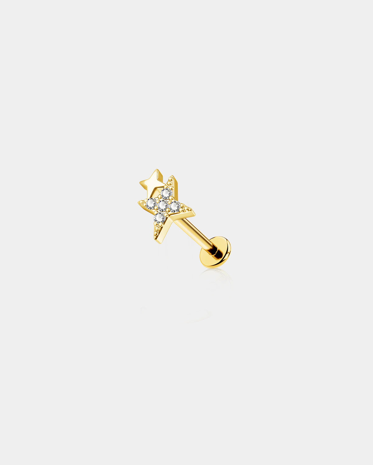 gold double star helix stud 
