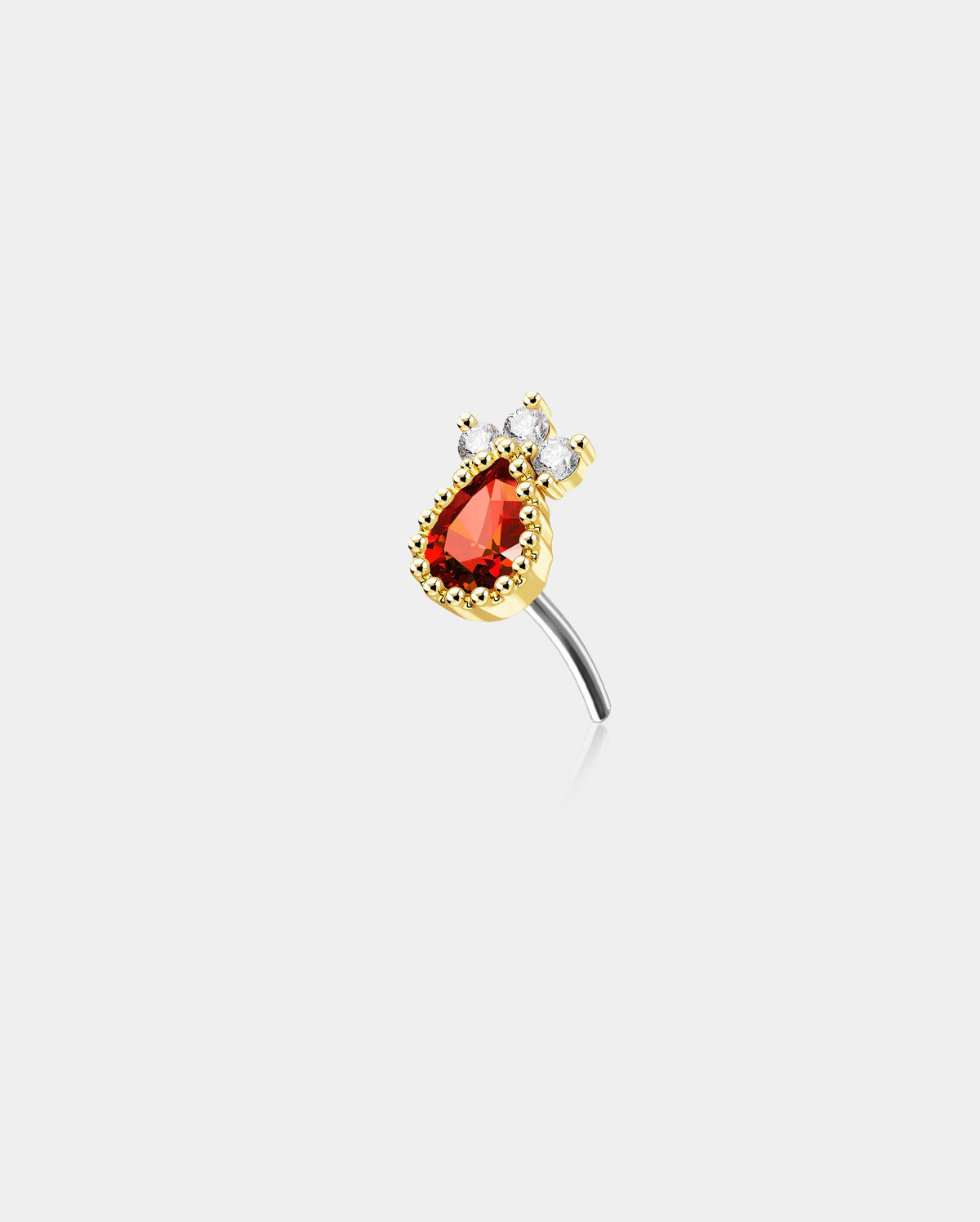 14k gold rec CZ cartilage stud
