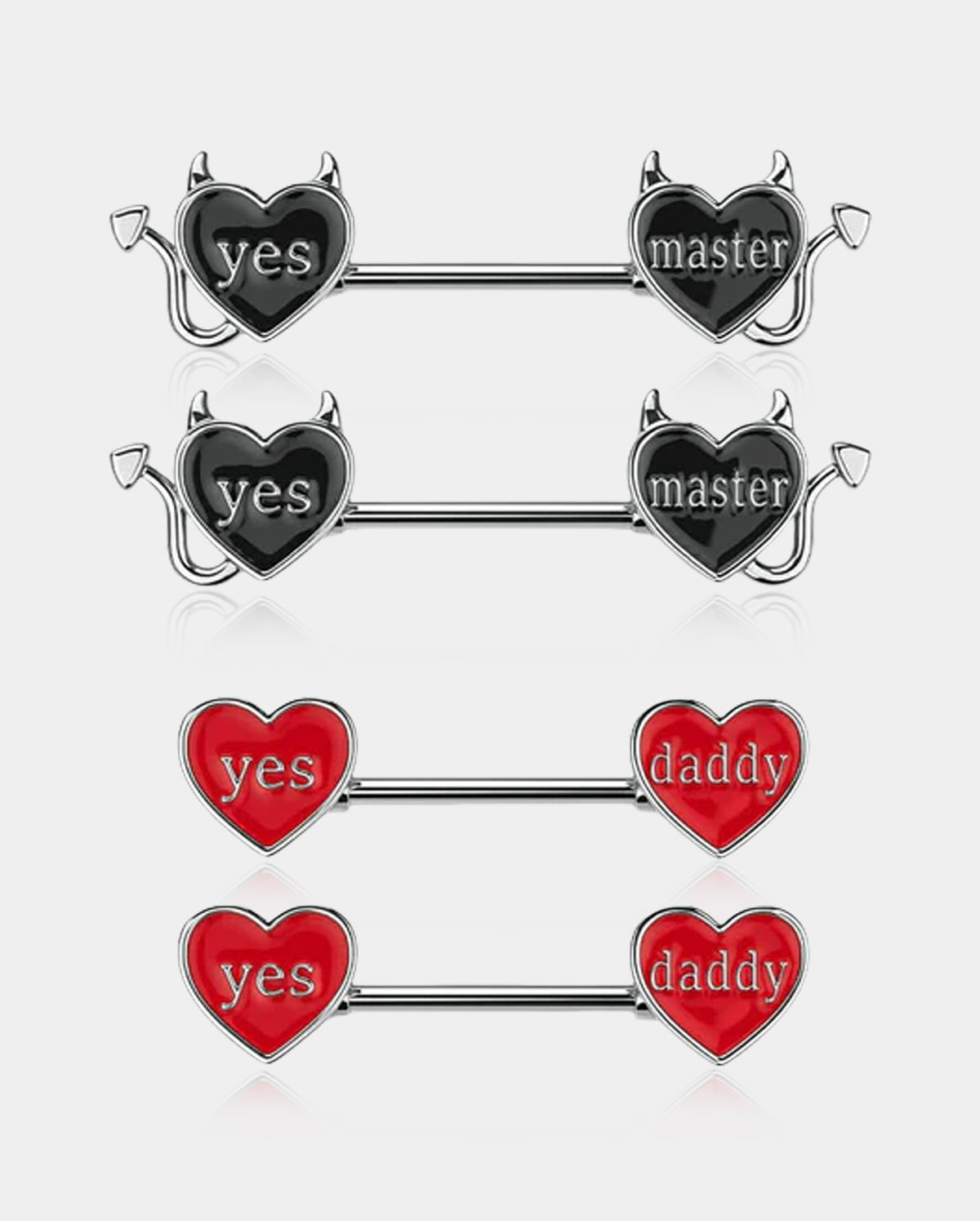 Letter Heart Nipple Rings 4PCS Set