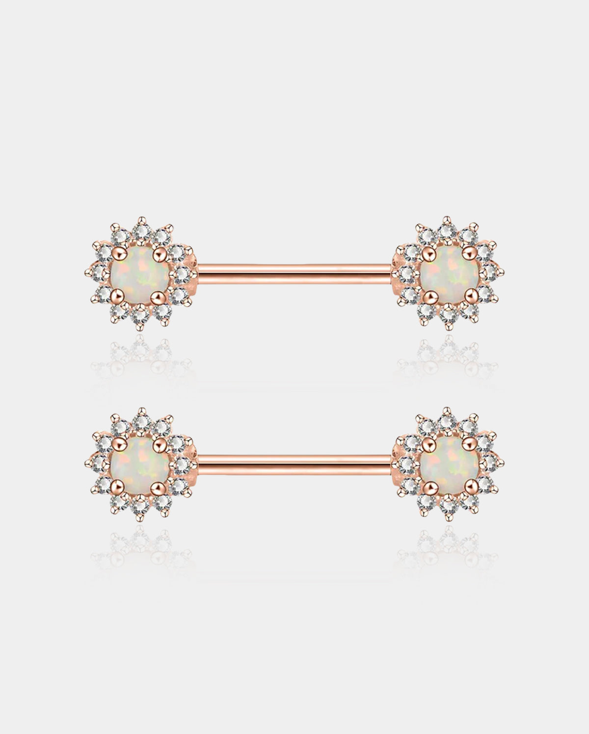 Opal Rose Gold Nipple Barbell Pair