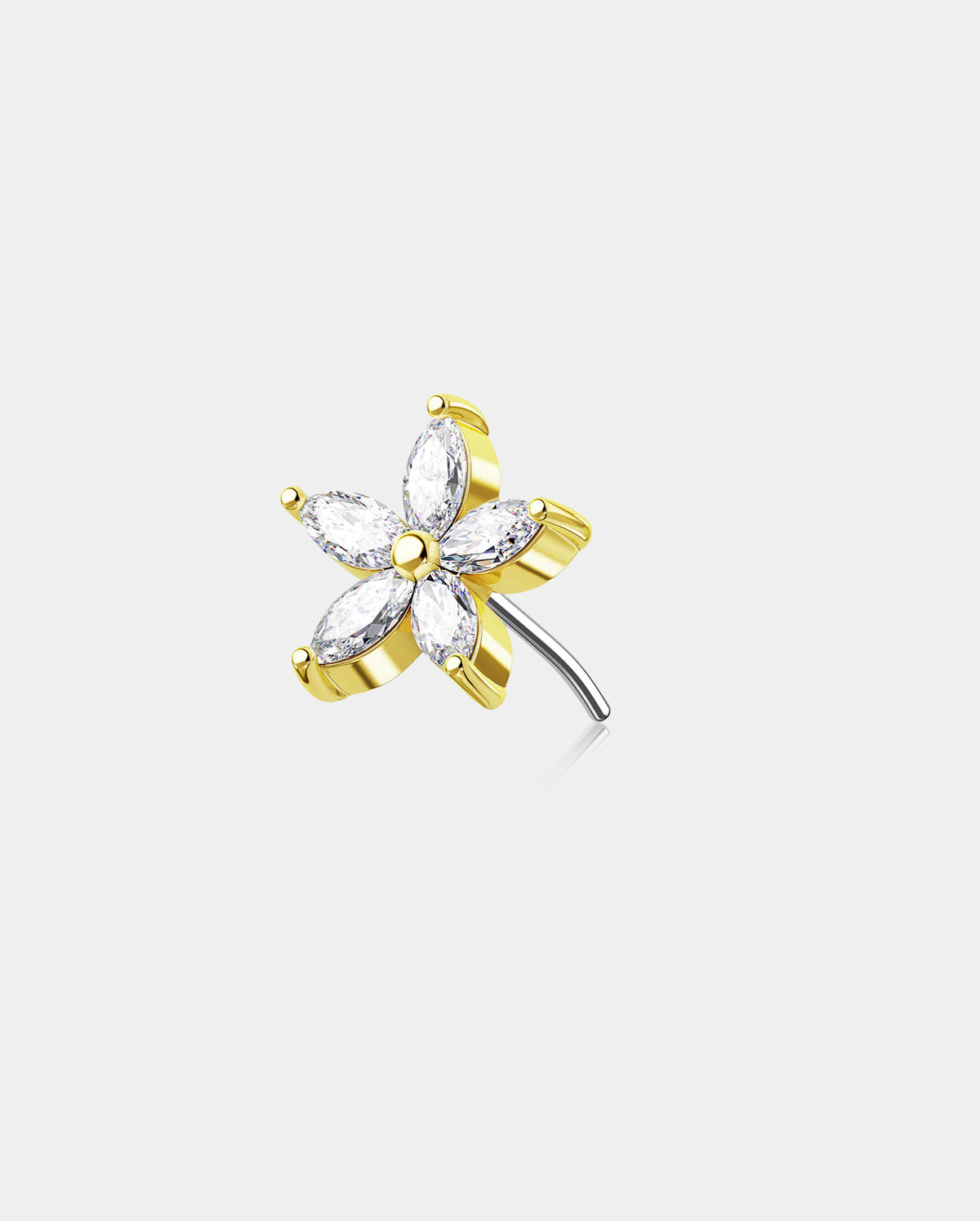 gold flower nose stud