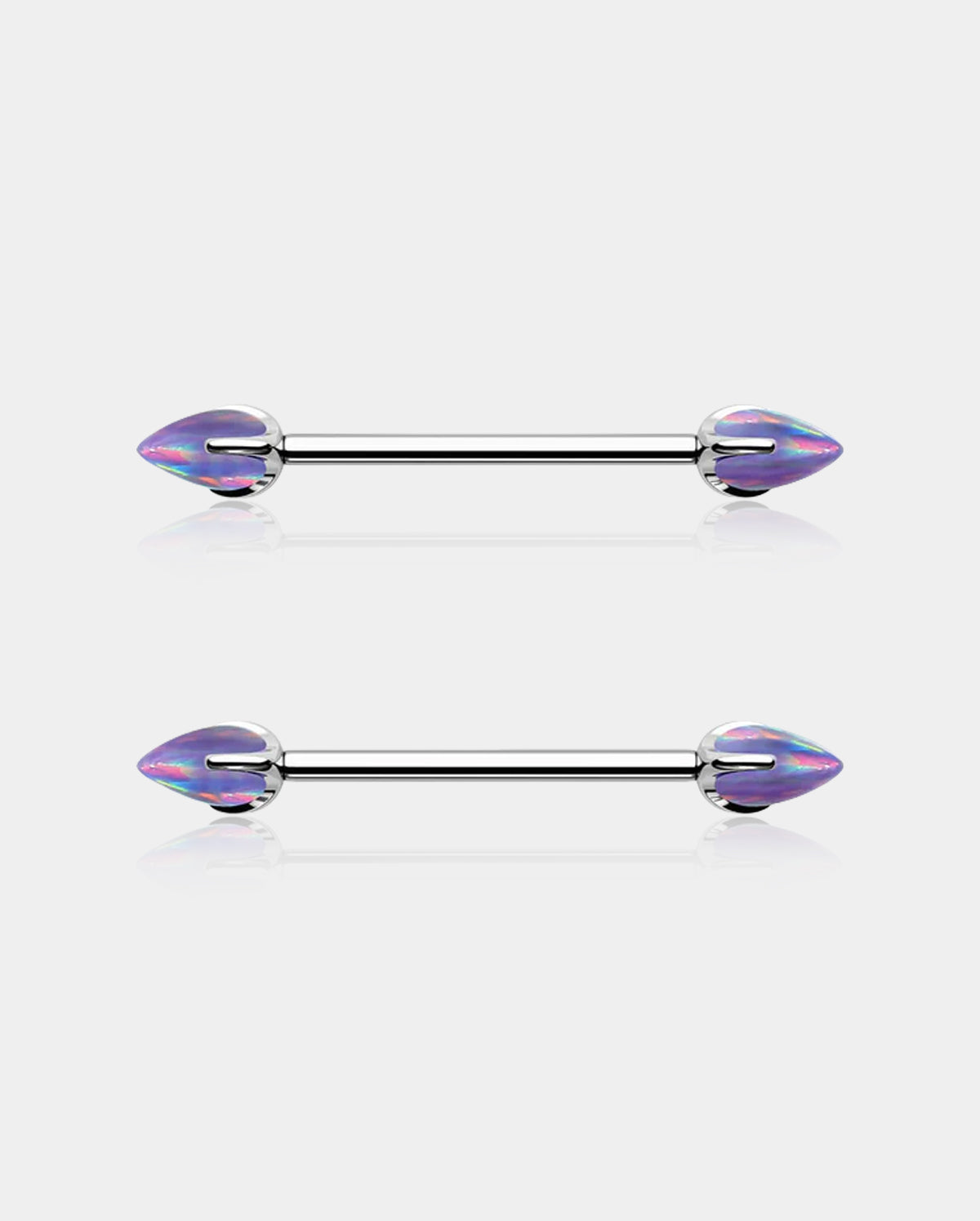 Internally Threaded Opal Titanium Nipple Ring Pair