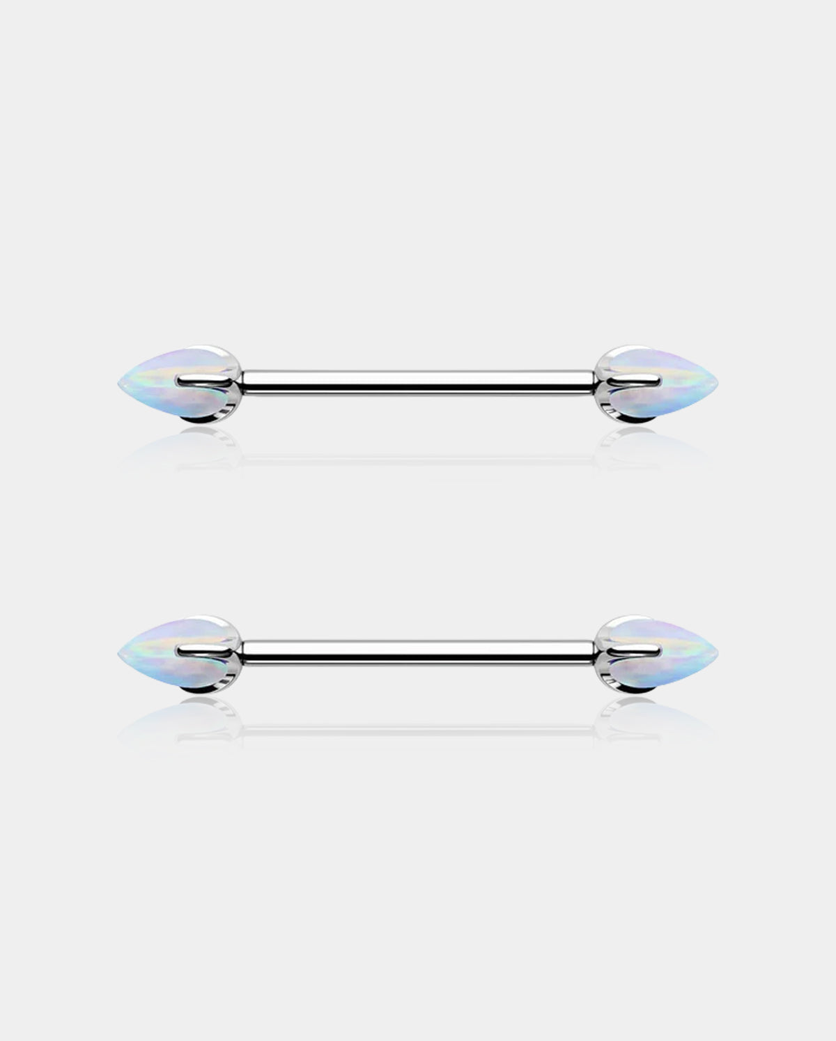 Internally Threaded Opal Titanium Nipple Ring Pair