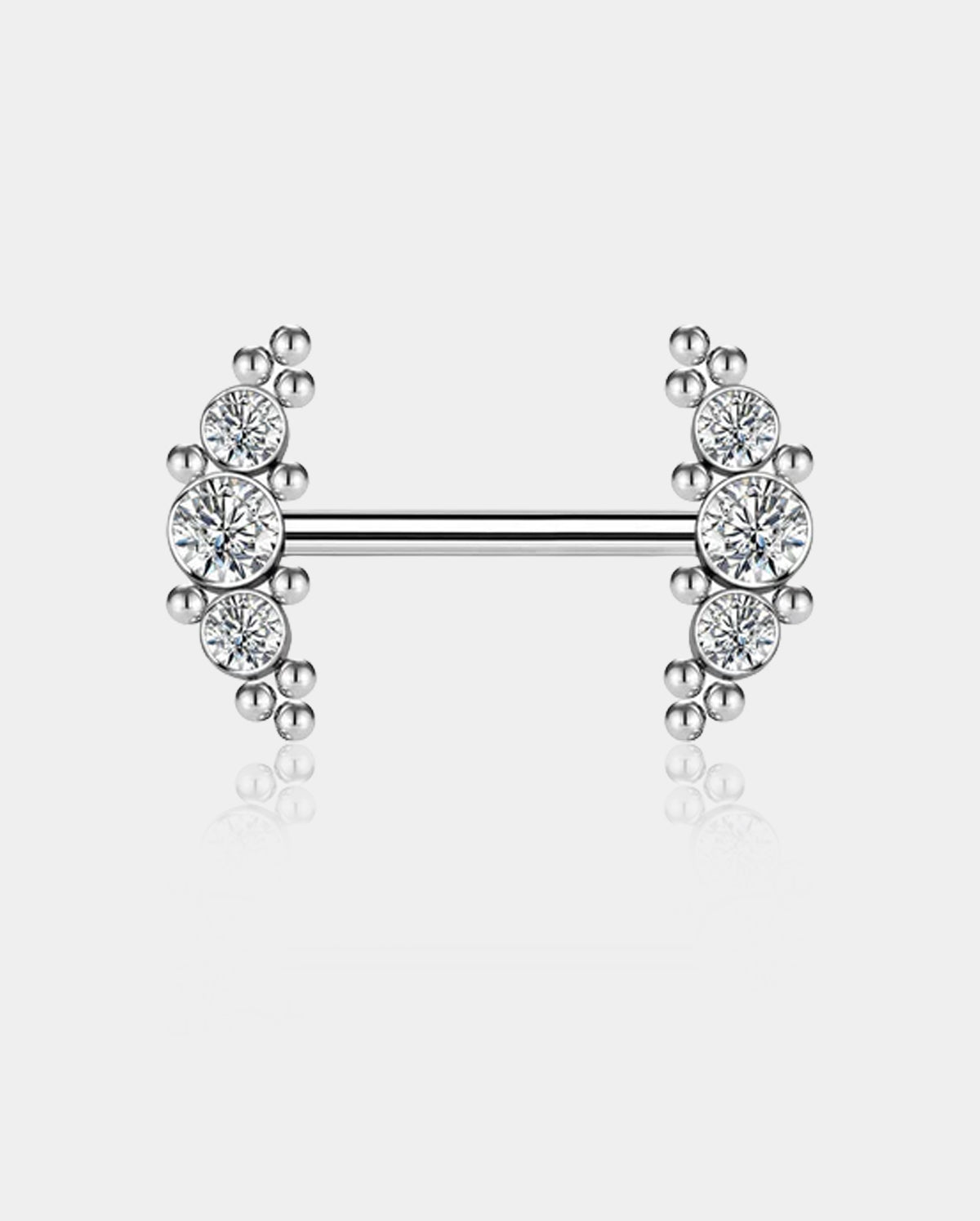 CZ and Beads Titanium Nipple Barbell Pair
