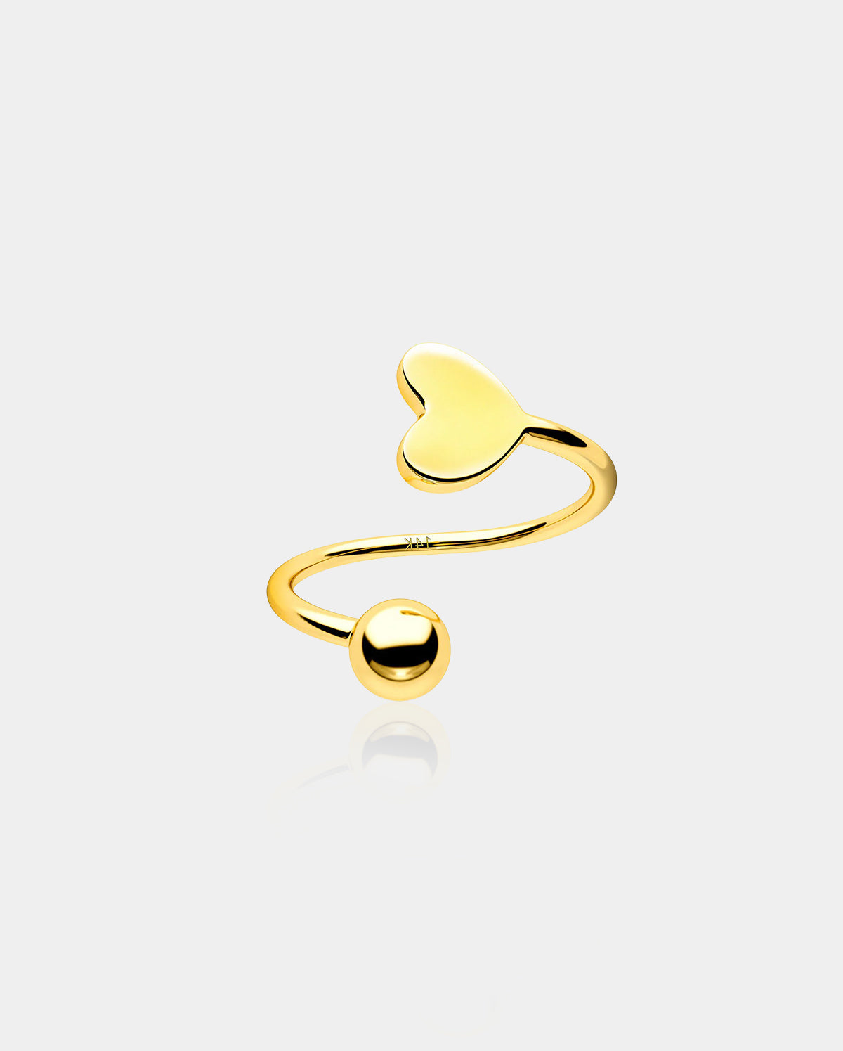 14K Gold Heart S-Shaped Cartilage Earring