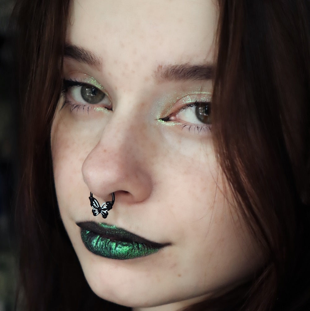 Black Blue Ombre Butterfly Hinged Segment Septum Ring