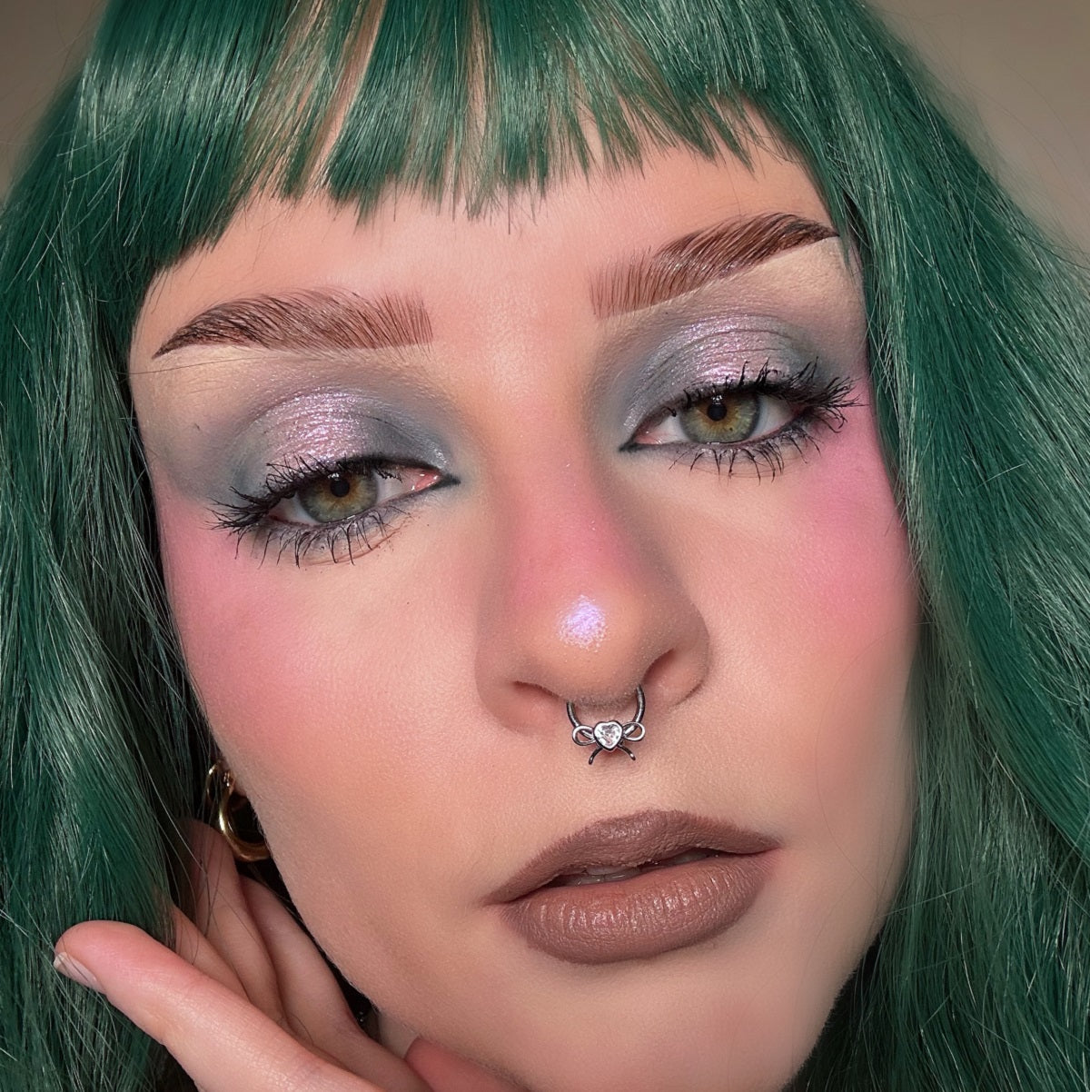 Heart CZ Bow Septum Ring