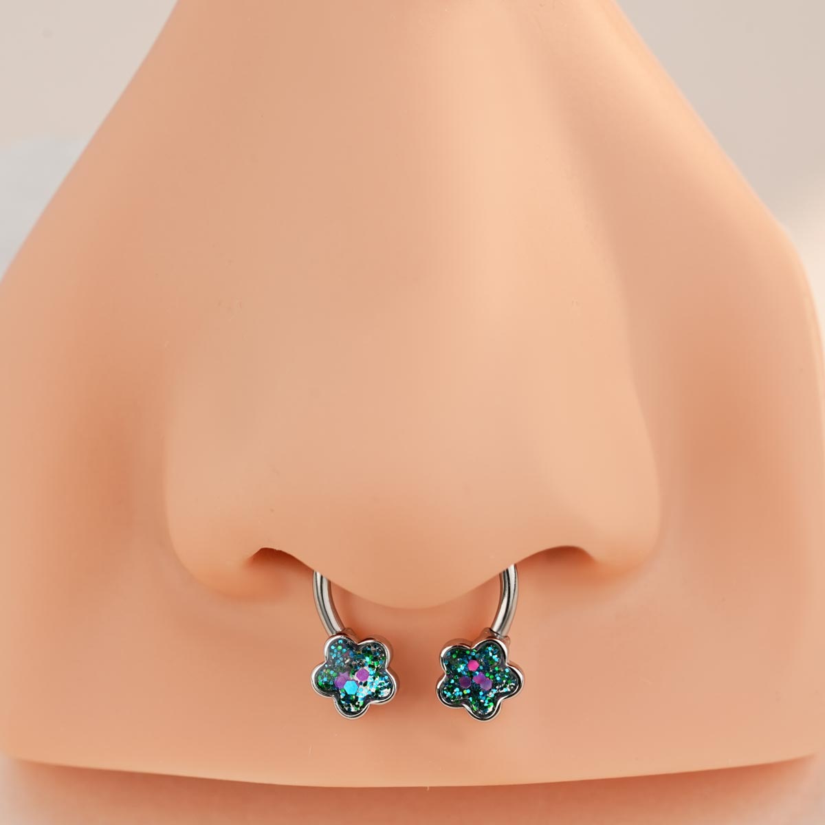 glitter flower septum piercing
