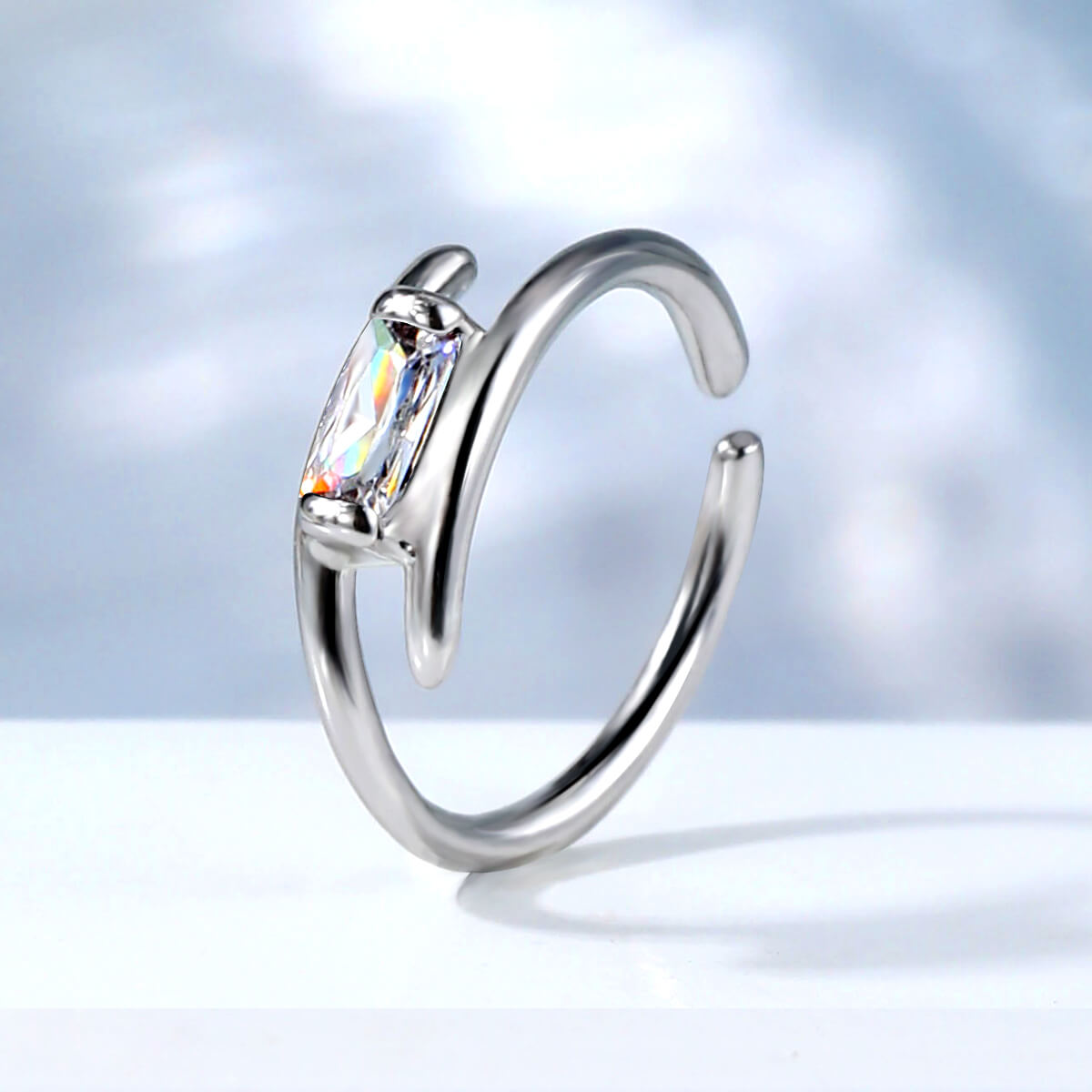 rectangle CZ seamless nose ring