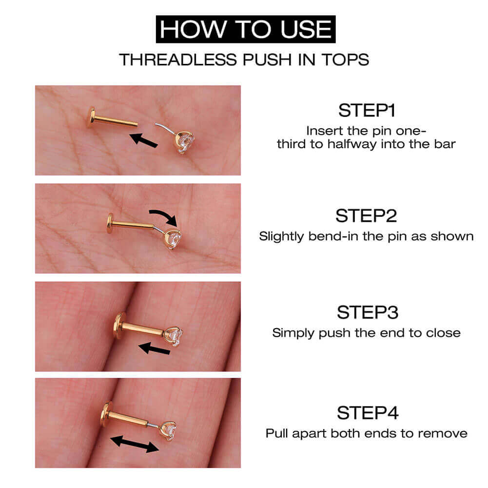 14K White Gold Half Ball Threadless Cartilage Stud
