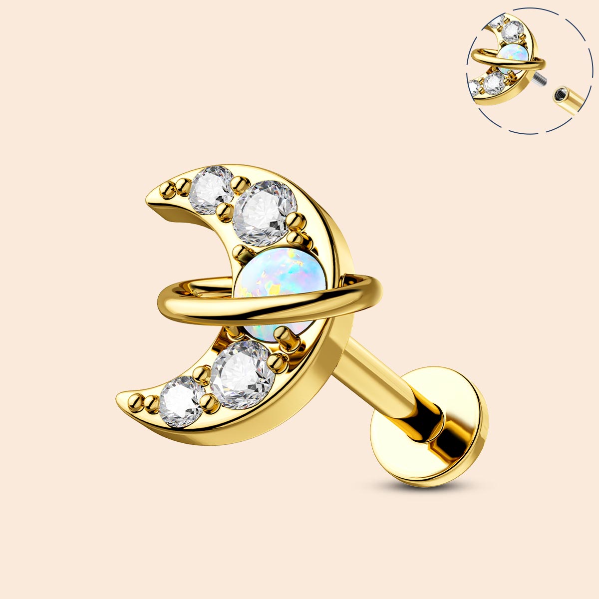 gold opal helix stud 