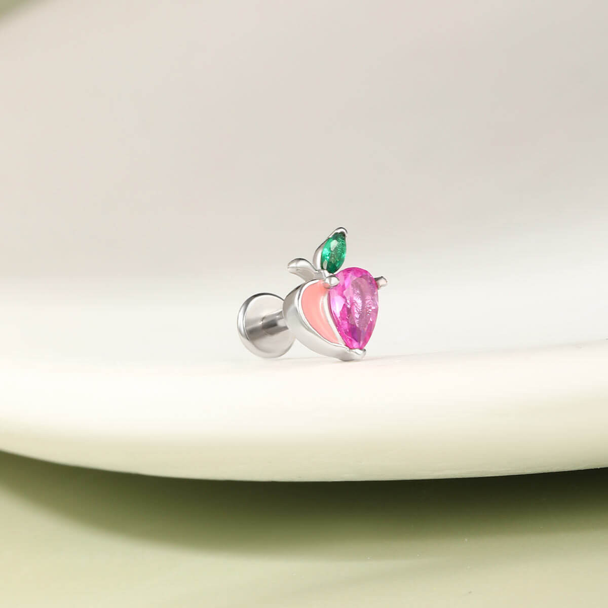 flat back pink piercing stud