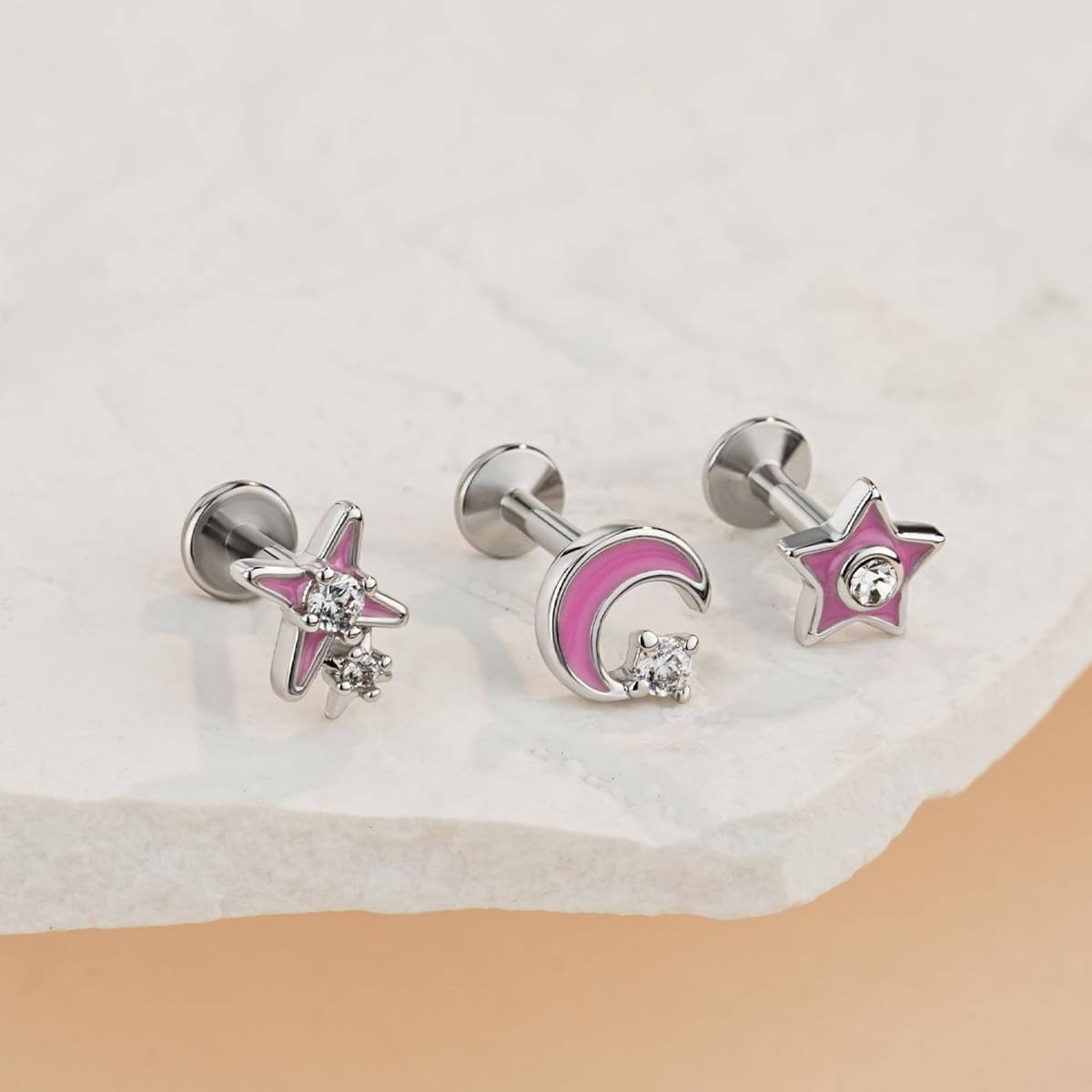 pink helix stud 