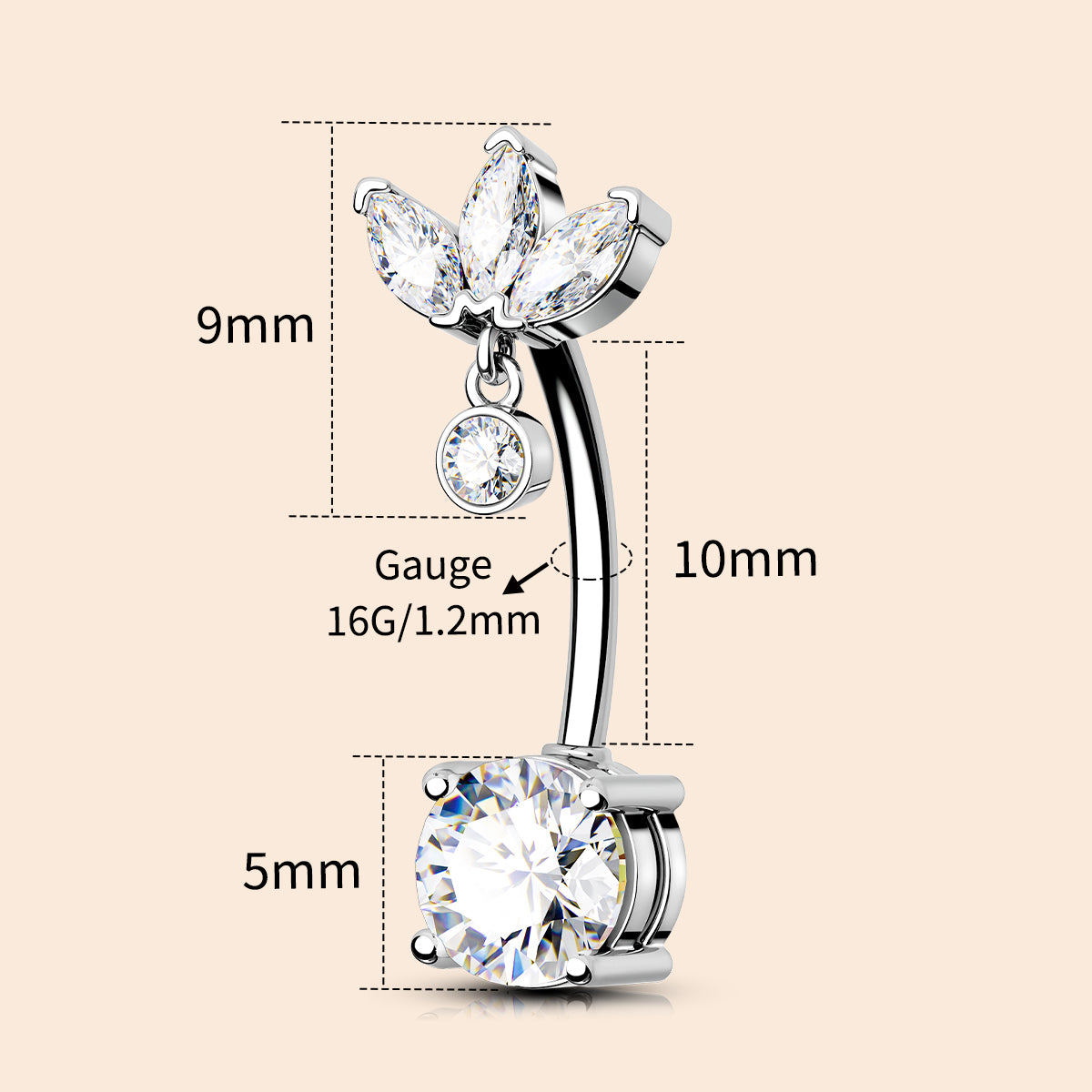 10mm flower belly button rings