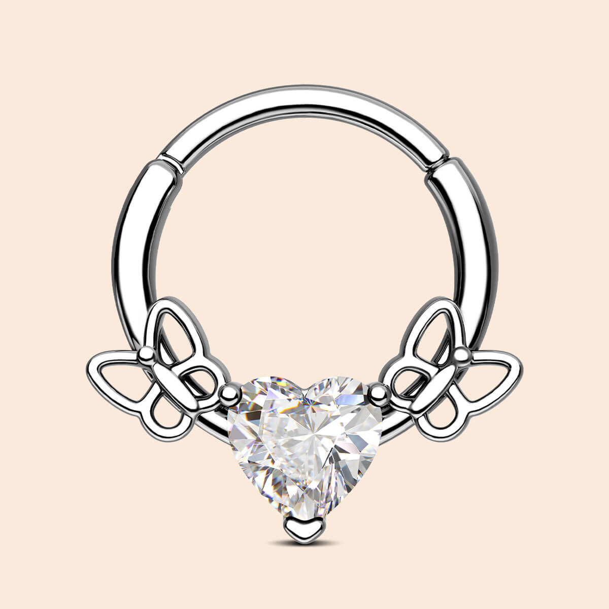 heart and butterfly septum ring 