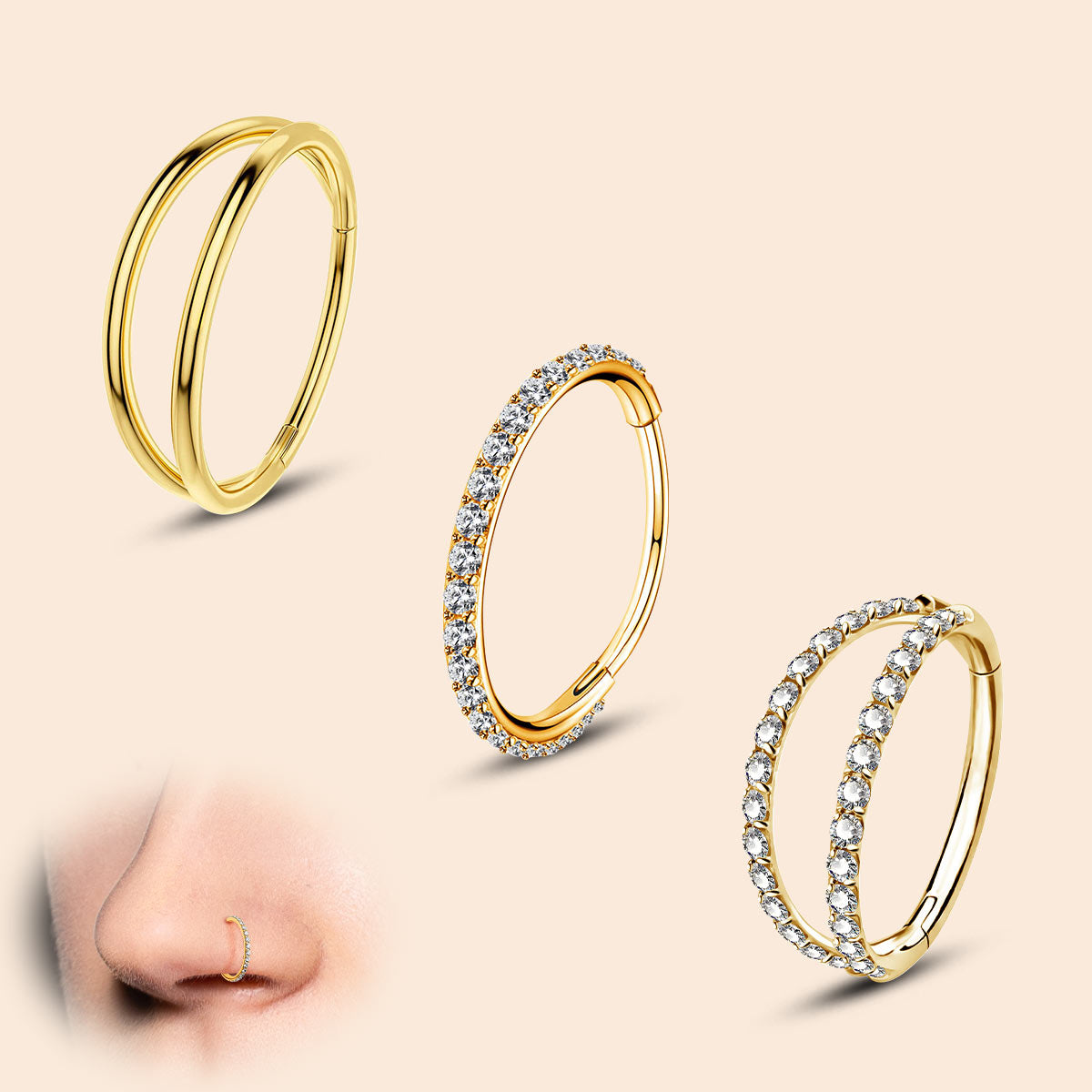 oufer gold nose piercing sets