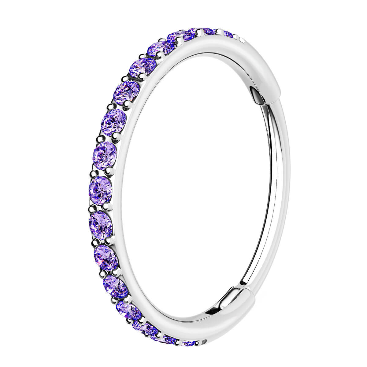 20G Nose Ring Hinged Segment CZ Hoop Ring