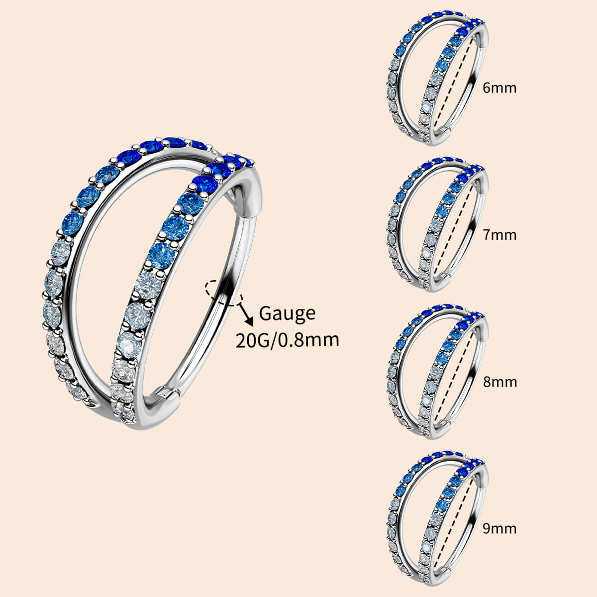 20G double hoop nose ring 