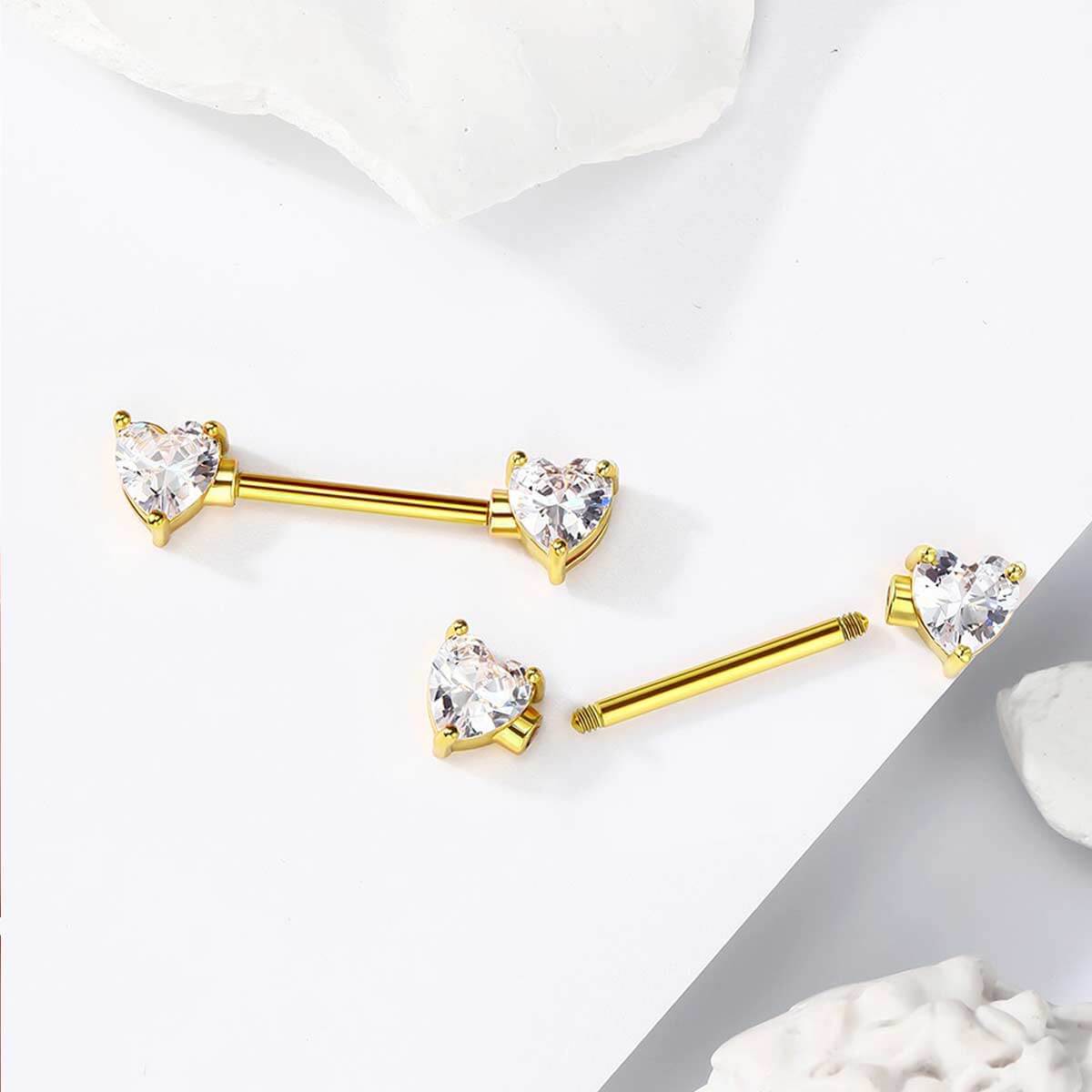 Heart  CZ Titanium Nipple Jewelry