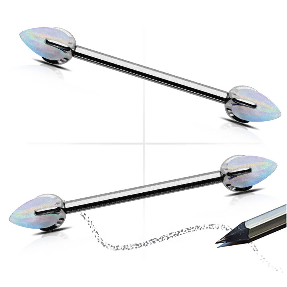 Internally Threaded Opal Titanium Nipple Ring Pair
