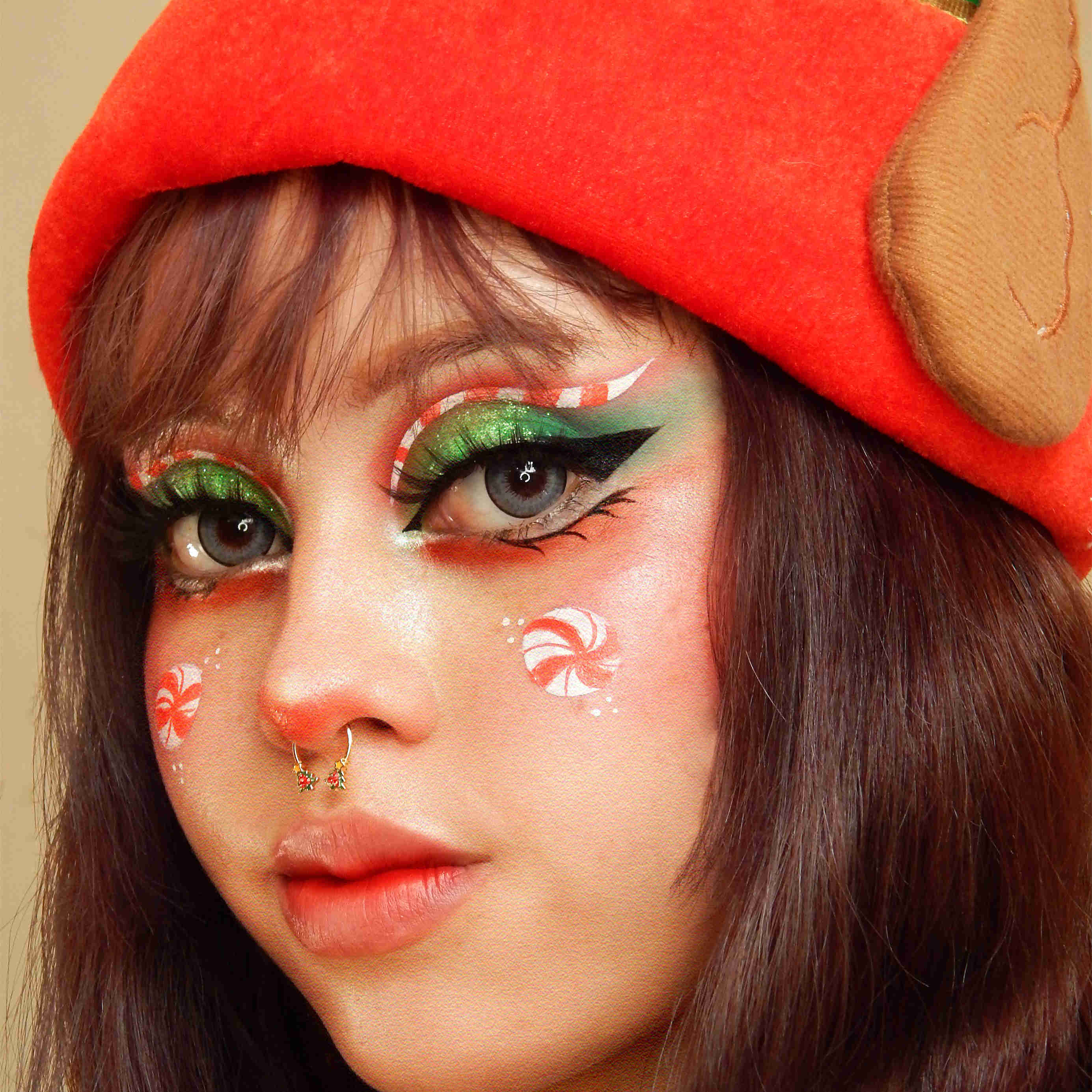 Christmas Tree Horseshoe Ring Daith Earrings