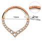 14K Rose Gold CZ V-Shape Septum Ring 16G Daith Earring