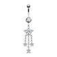 14G Sparkle CZ Stars Dangle Belly Button Rings