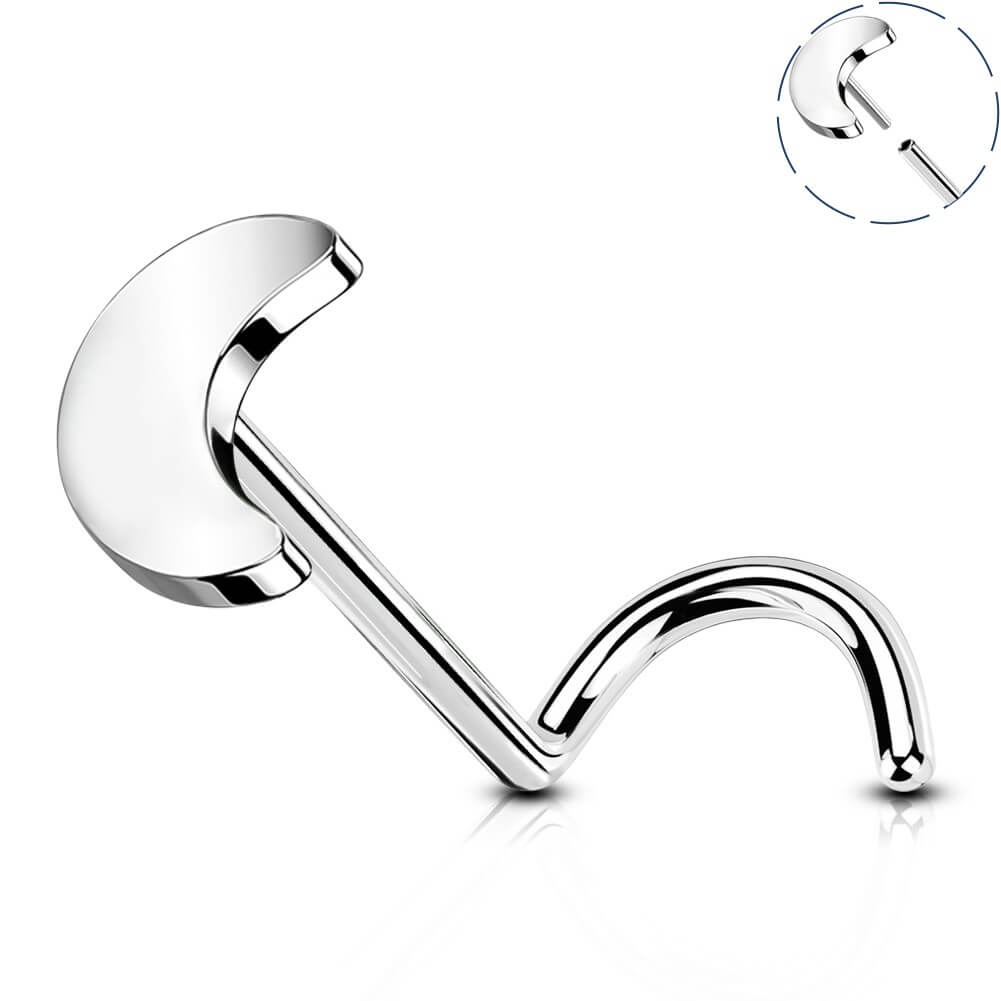 20G Moon Threadless Titanium Nose Screw Stud
