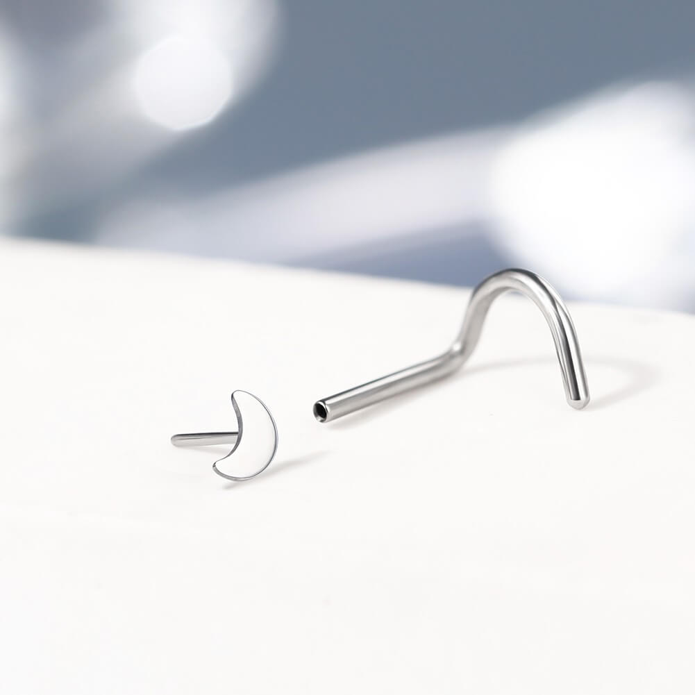 20G Moon Threadless Titanium Nose Screw Stud